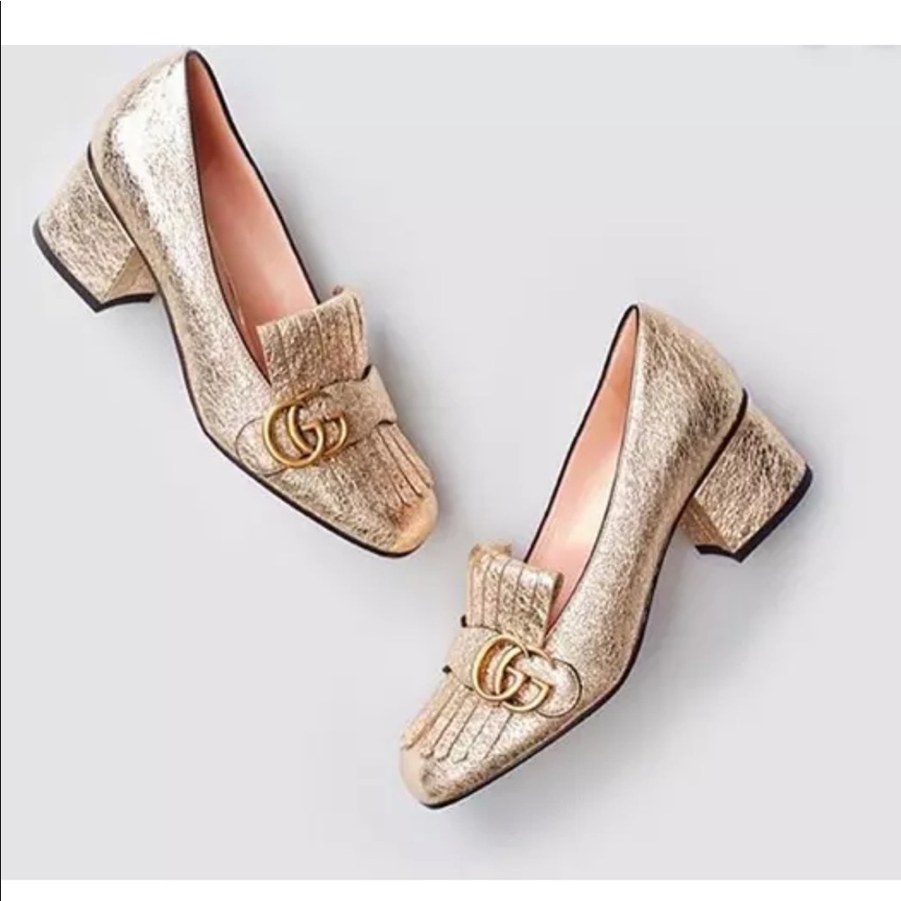 Gucci
Women's Marmont Metallic Mid-Heel Pumps